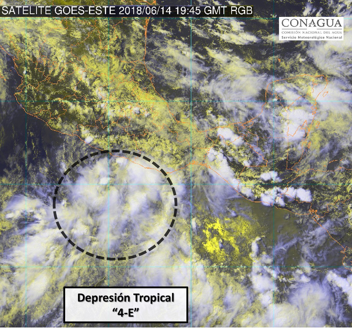 DEPRESIÓN TROPICAL 4-E A 155 KM DE ACAPULCO