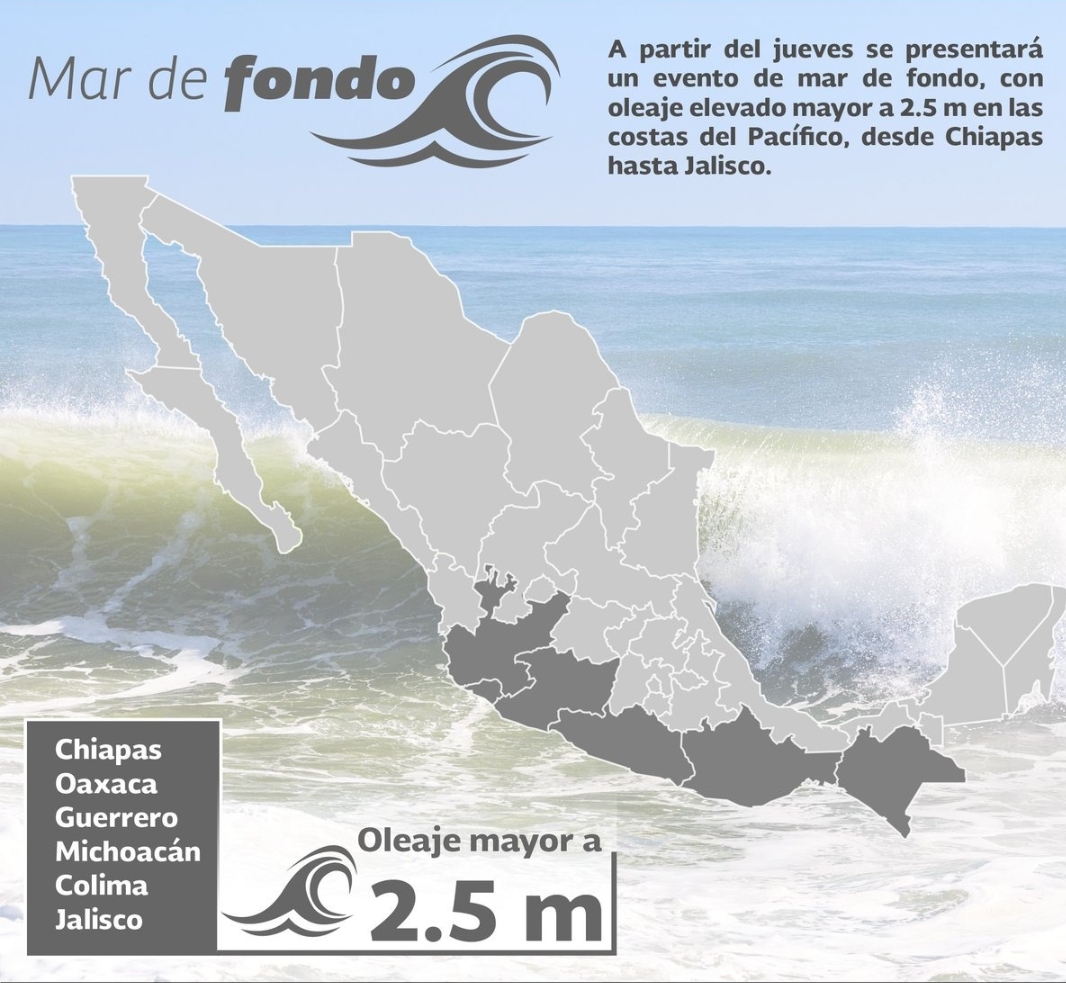 OLAS DE 3 METROS EN MUNICIPIOS COSTEROS  DE GUERRERO: PC