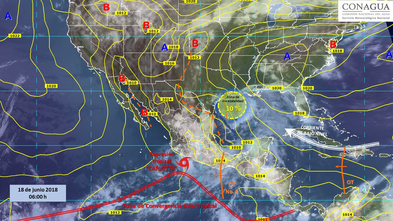 SPCGRO INFORMÓ QUE REMANENTES DE LA DEPRESIÓN TROPICAL CARLOTTA SEGUIRÁN GENERANDO LLUVIAS EN GUERRERO