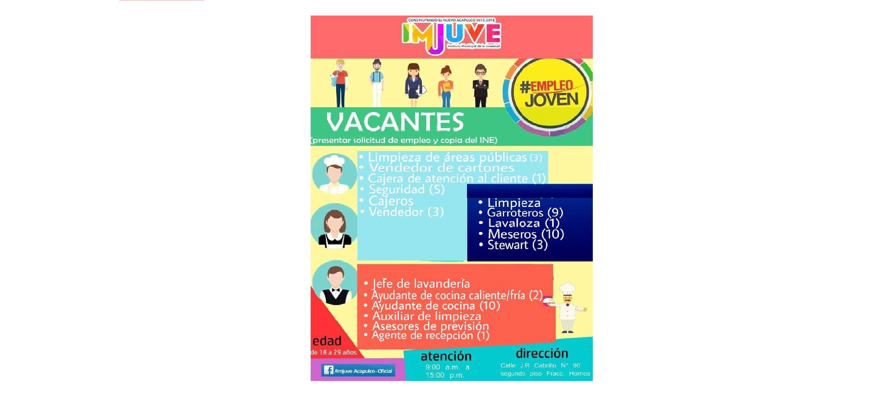 OFRECE IMJUVE ACAPULCO BOLSA DE TRABAJO PARA JÓVENES