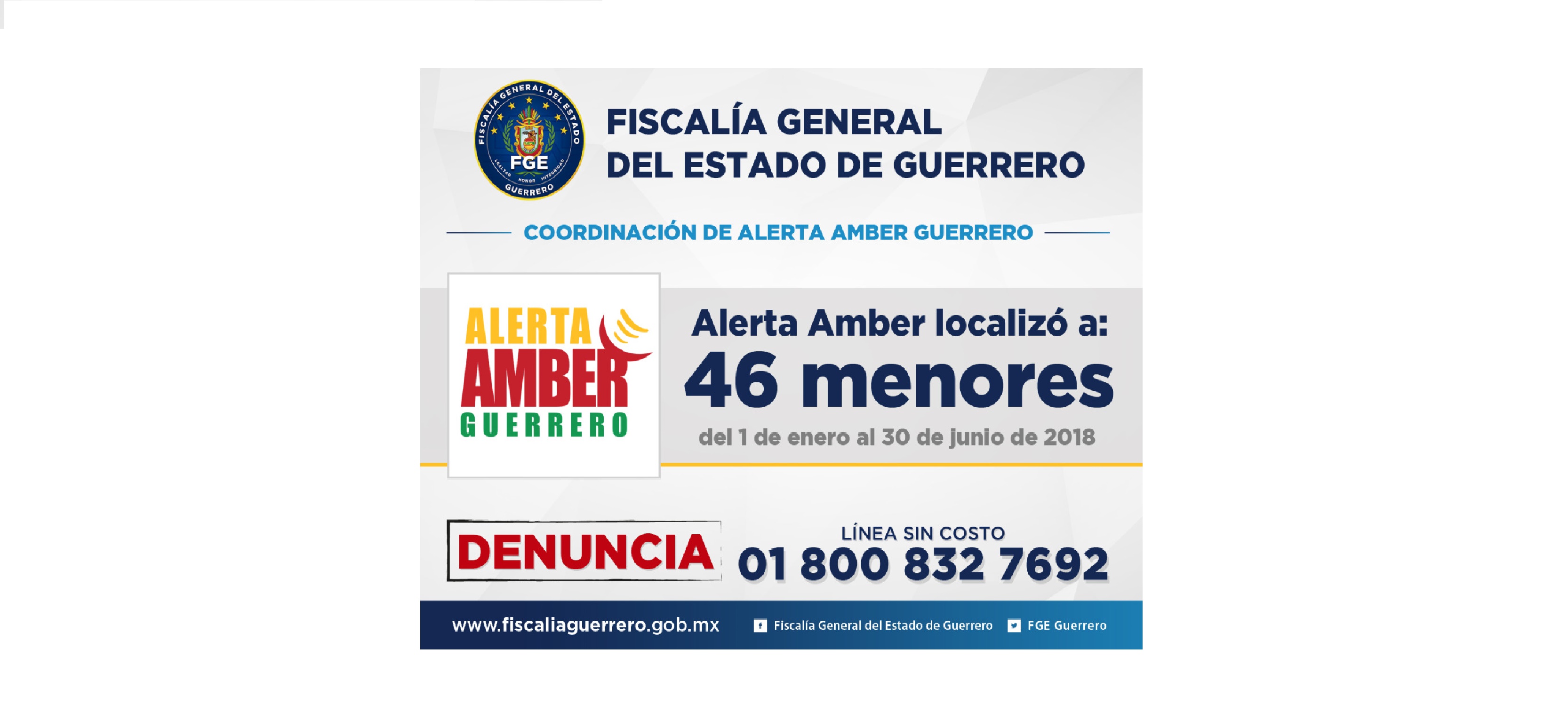 FGE Y ALERTA AMBER GUERRERO LOCALIZAN 46 MENORES DE EDAD, DE ENERO A JUNIO DE 2018