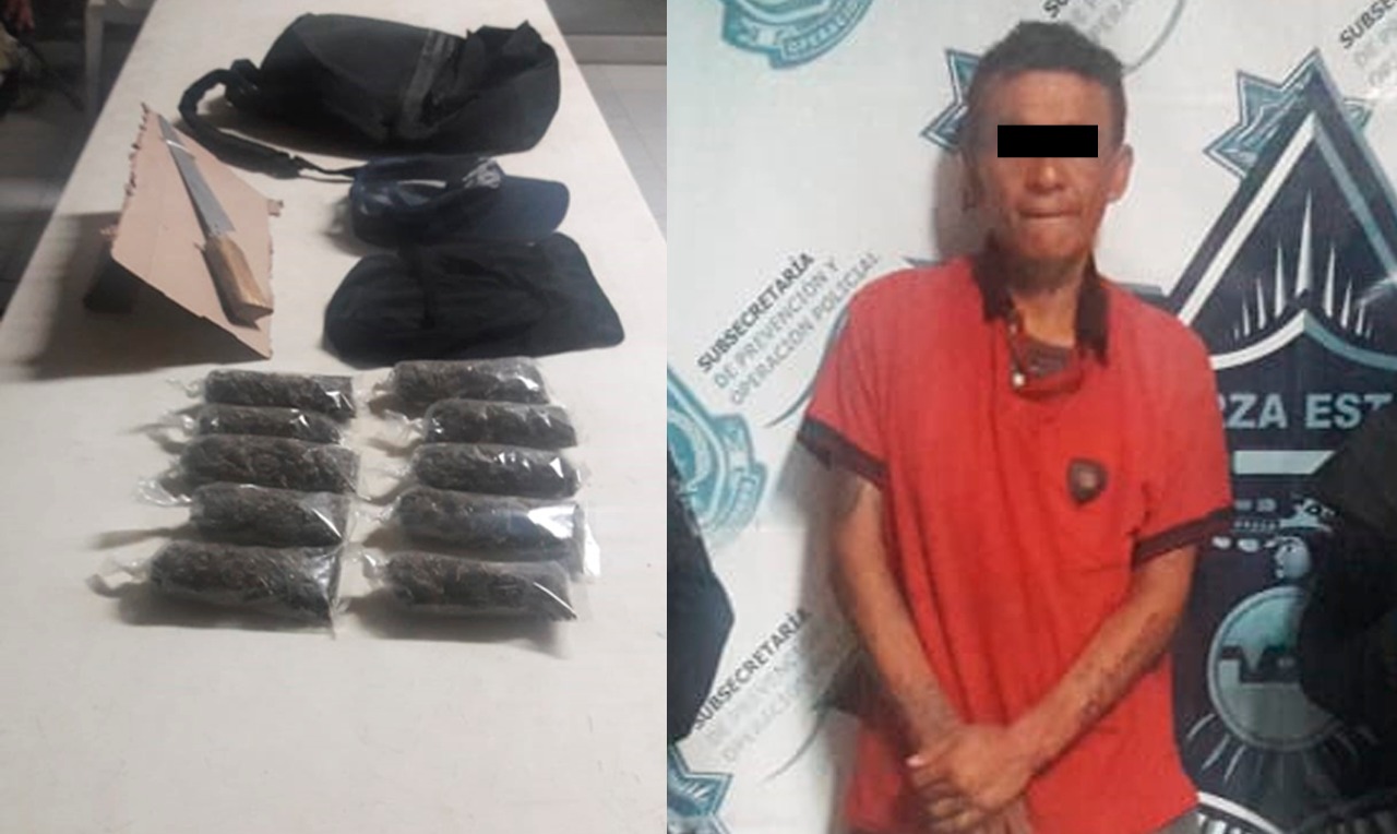 ASEGURA POLICÍA ESTATAL EN ZIHUATANEJO A UN MASCULINO EN POSESIÓN DE MARIHUANA