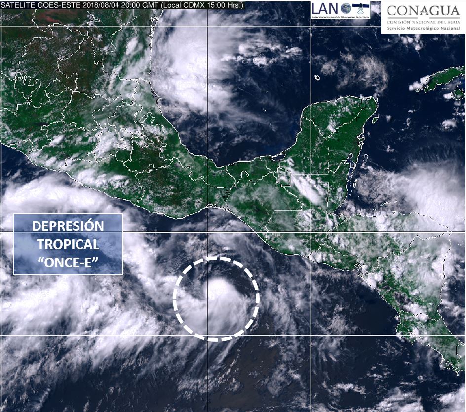 DEPRESIÓN TROPICAL 11-E PODRÍA OCASIONAR LLUVIAS EN LAS PRÓXIMAS HORAS