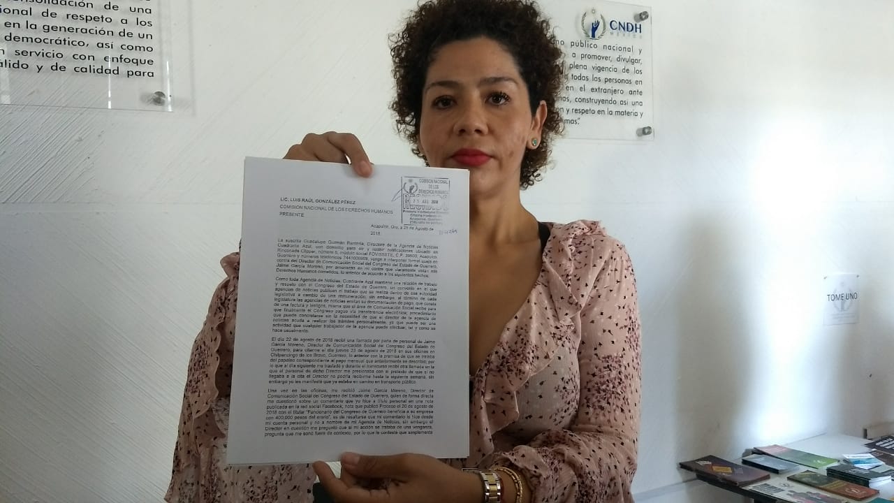 CNDH RECIBE QUEJA EN CONTRA DE JEFE DE PRENSA DEL CONGRESO DE GUERRERO