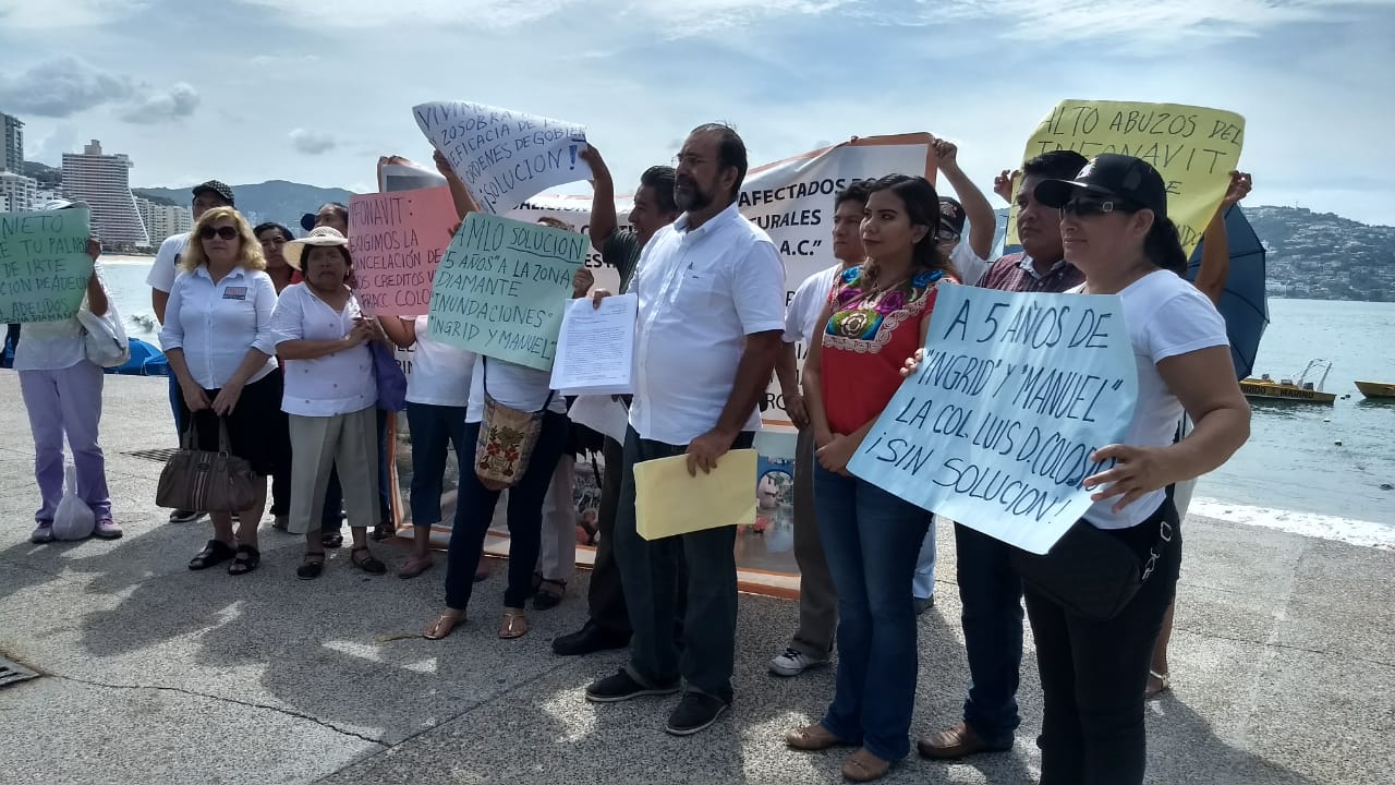 PROTESTAN DAMNIFICADOS DE DIAMANTE A 5 AÑOS DE LAS TORMENTAS INGRID Y MANUEL    