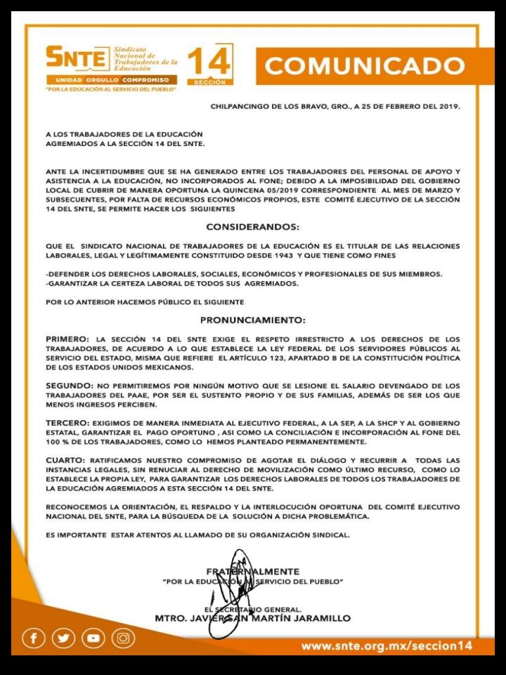 AUTORIDADES NO PUEDEN DEJAR DE PAGAR FONE: SNTE AUTORIDADES NO PUEDEN DEJAR DE PAGAR FONE: SNTE