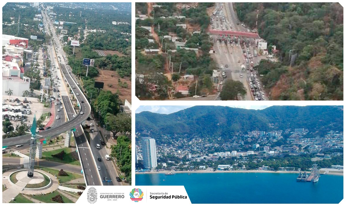 Por aire, Policía Estatal realiza operativos en Acapulco y Autopista del Sol