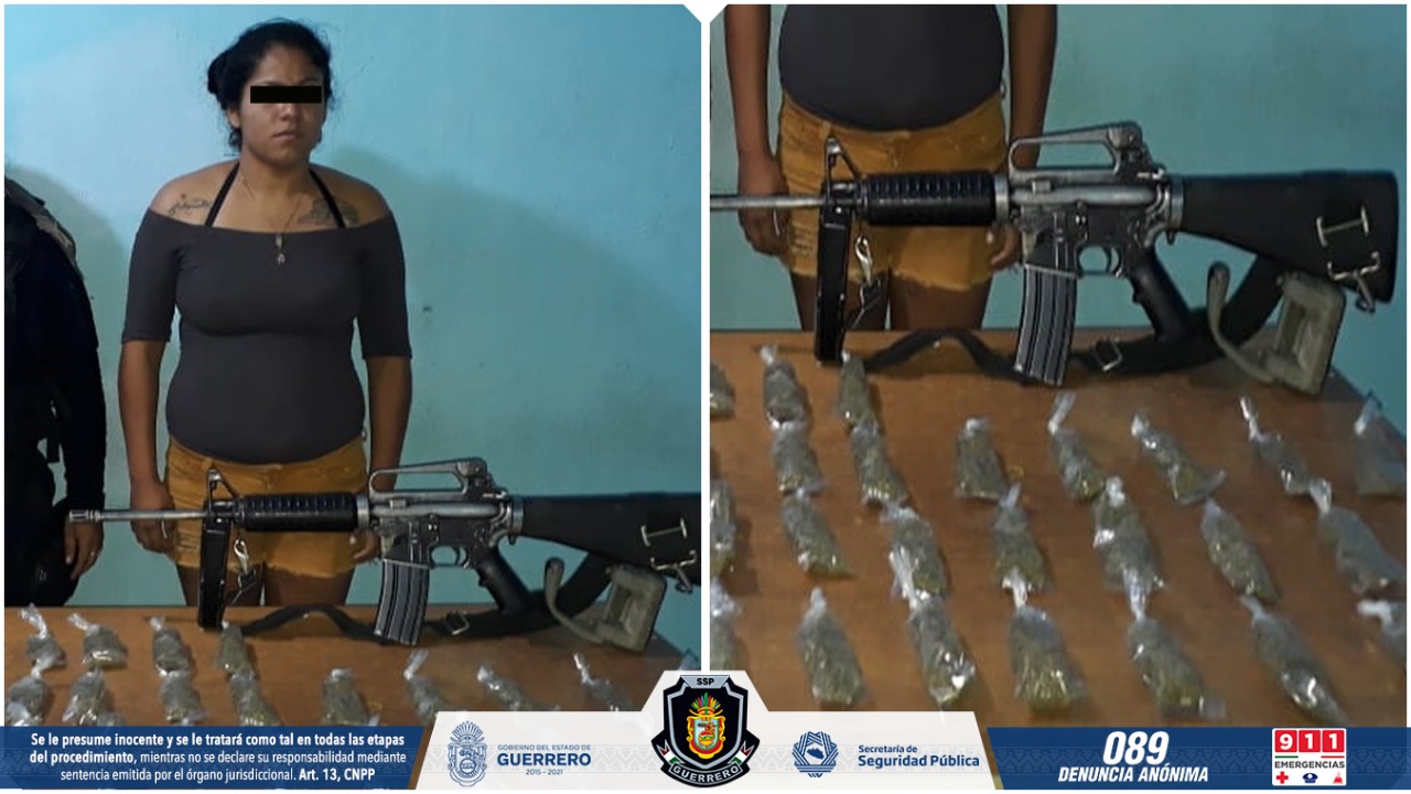 Capturan a mujer con droga y un AR-15 en Acapulco