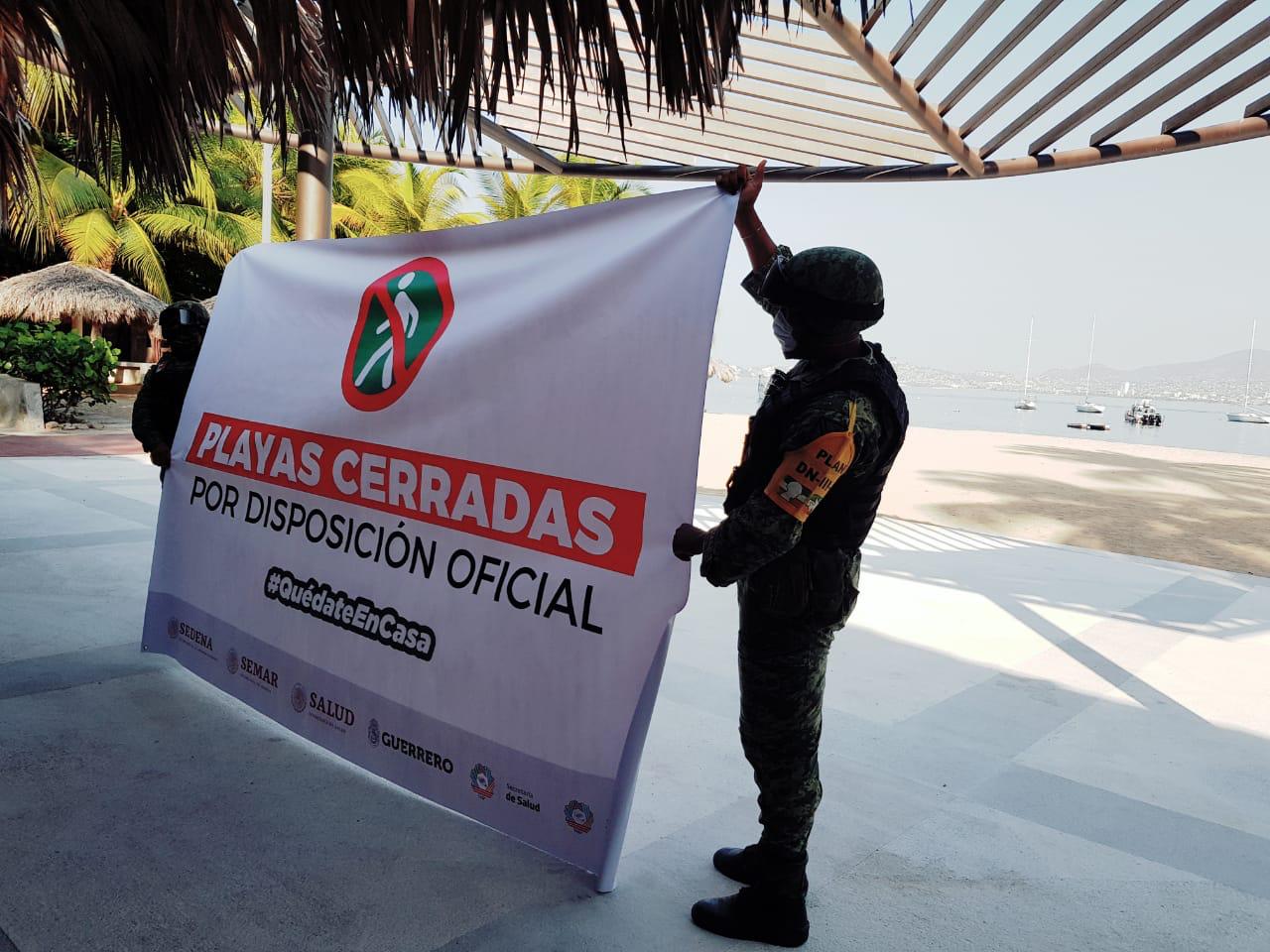 Colocan lonas sobre cierre de playas en Guerrero por Covid-19