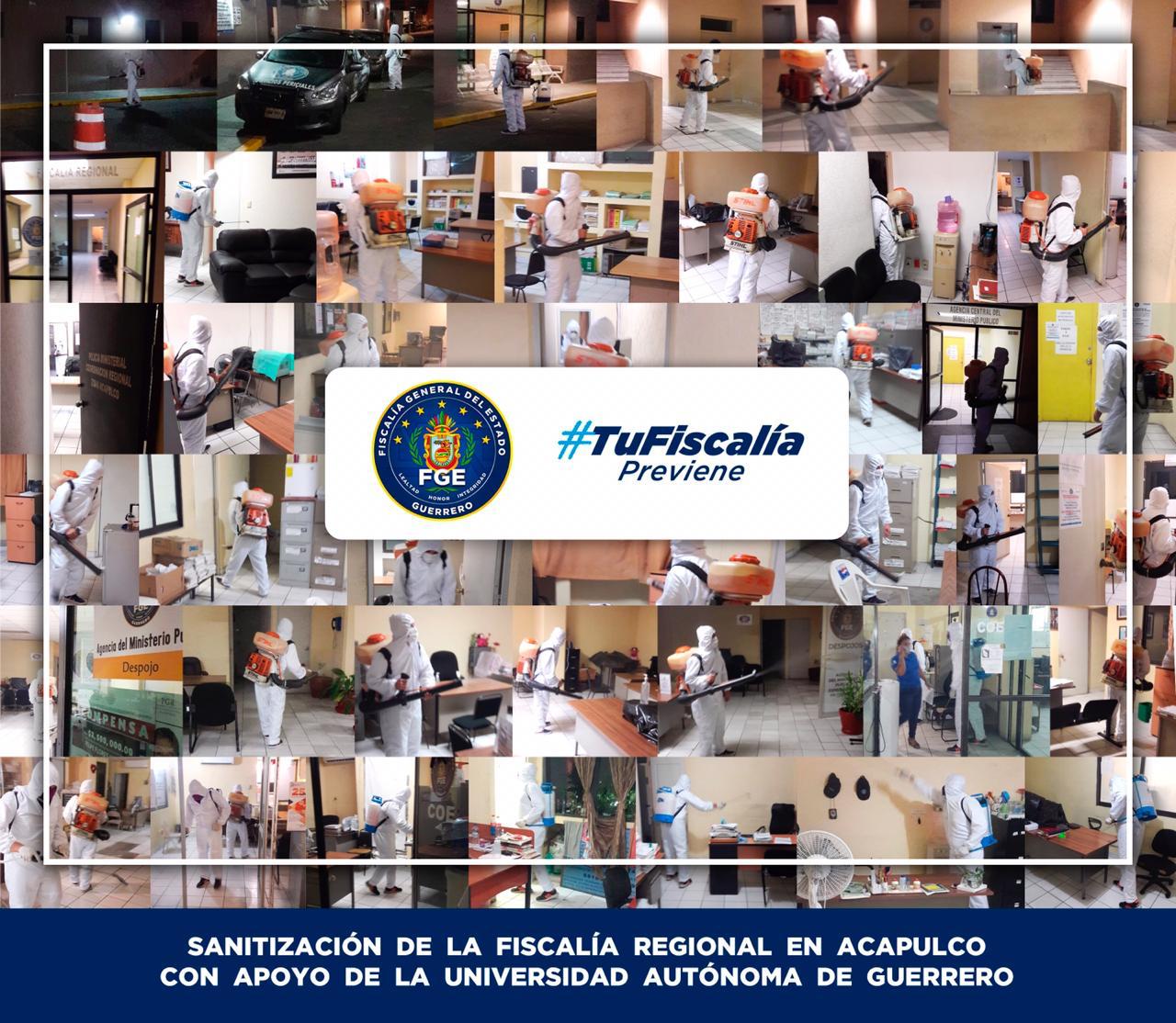 Fiscalía de Guerrero sanitiza oficinas en Acapulco con apoyo de personal de la UAGro Fiscalía de Guerrero sanitiza oficinas en Acapulco con apoyo de personal de la UAGro