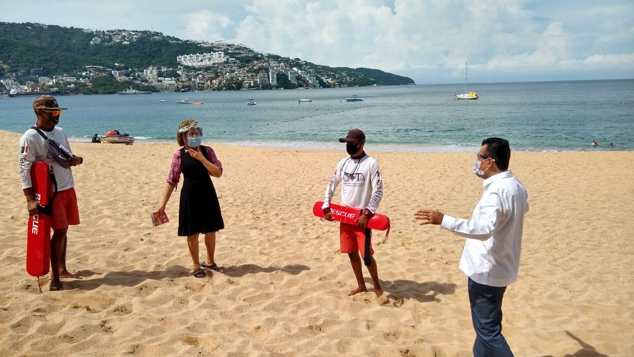 Recorre Mercedes Calvo y Noé Peralta, zona turística de Acapulco