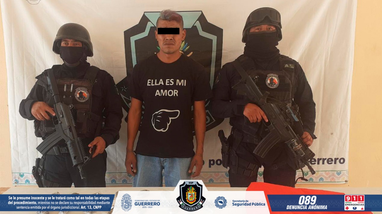 Asegura Unidad “Centauro” de la SSP Guerrero a un masculino con presunta droga en Iguala
