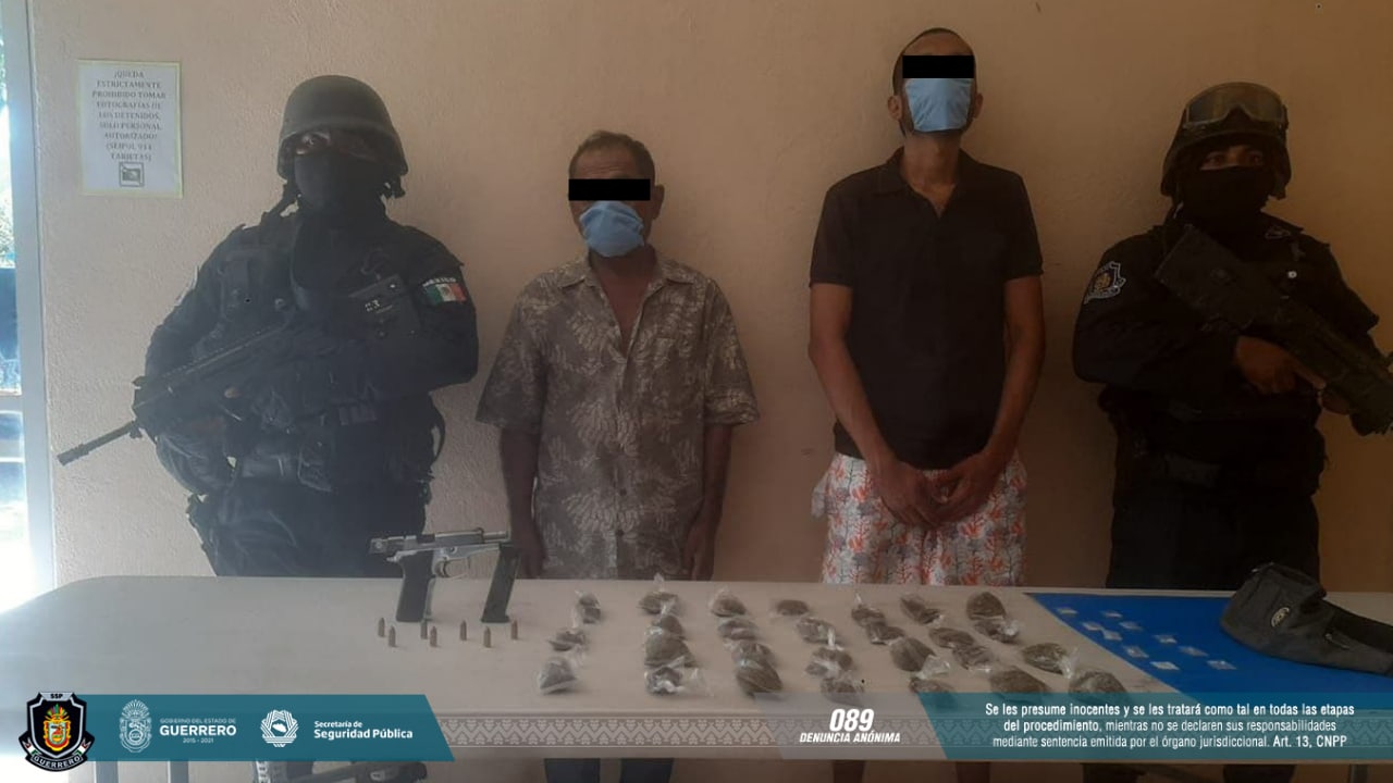 Detiene el Grupo Táctico “Centauro” de la Policía Estatal a dos hombres con drogas en el municipio de Acapulco