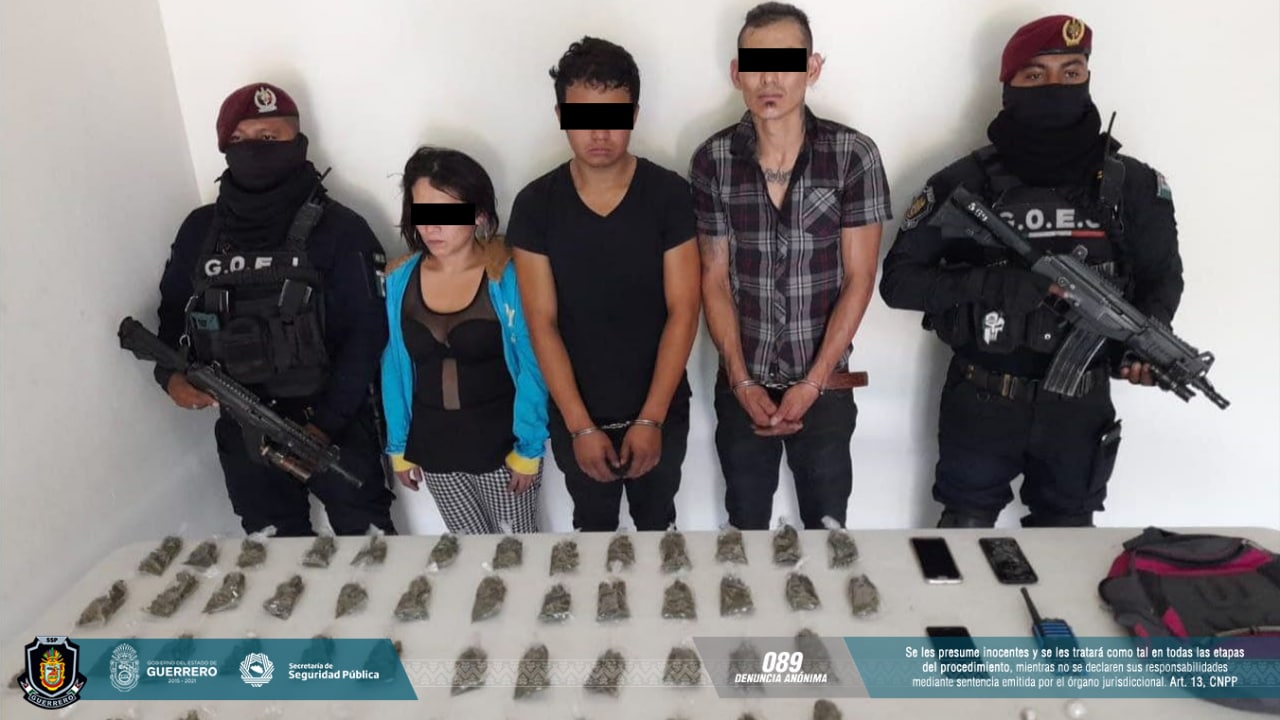 Detiene el Grupo Jaguar de la Policía Estatal a tres personas en Iguala