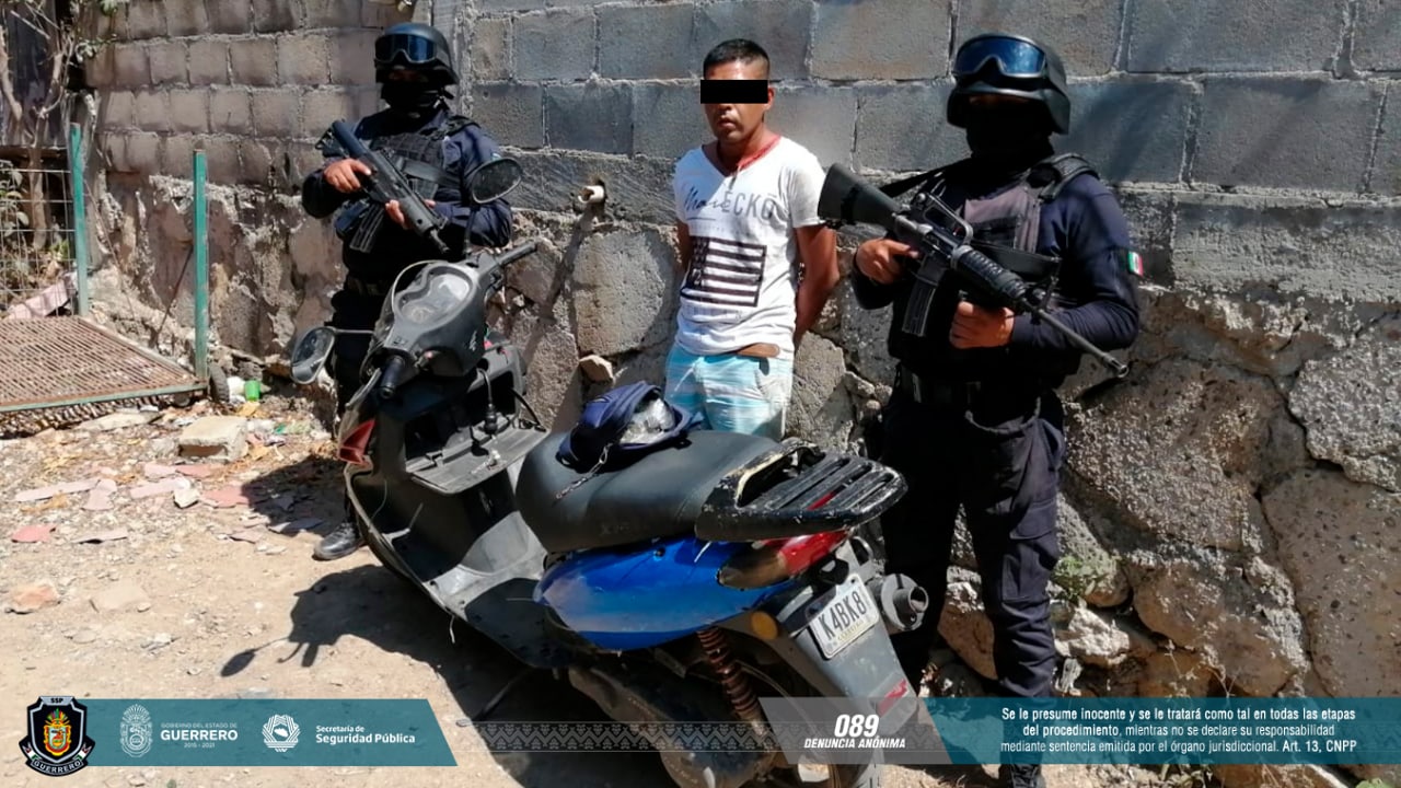 Detiene la Policía Estatal a un hombre con presunta droga en el municipio de Acapulco