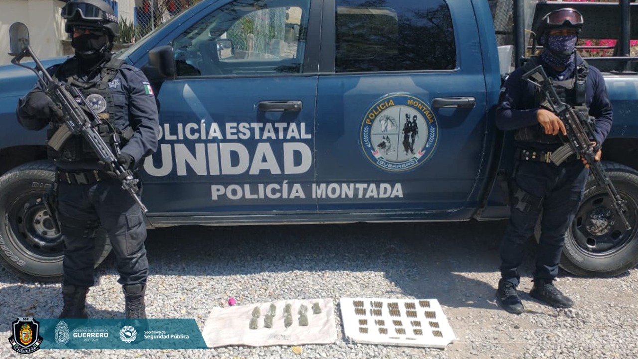Asegura policía Montada droga y cartuchos en Chilpancingo