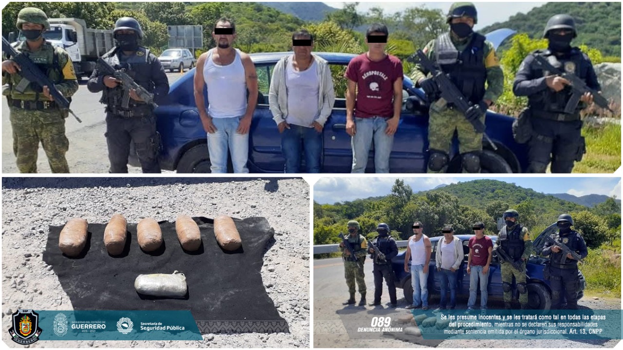 Detiene la SSP Guerrero, SEDENA y FGE a tres personas en el municipio de Taxco de Alarcón