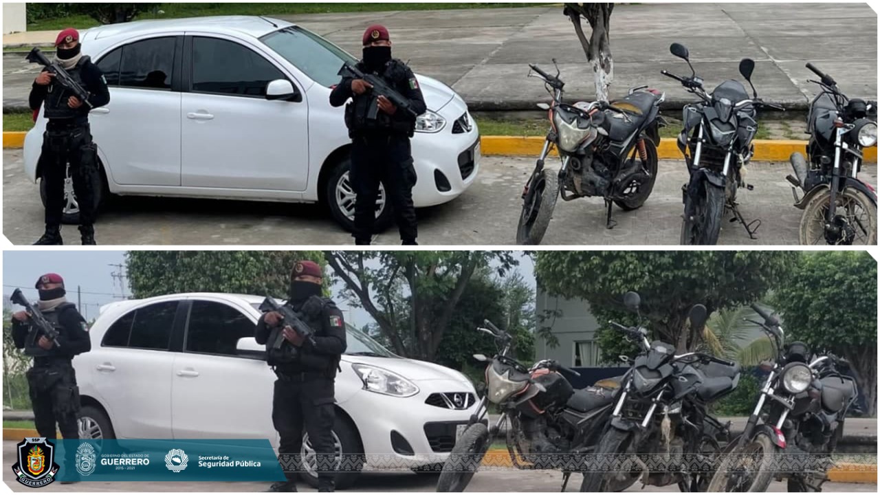 Asegura el Grupo “Jaguar” de la Policía Estatal cuatro vehículos en la ciudad de Iguala; dos tenían reporte de robo