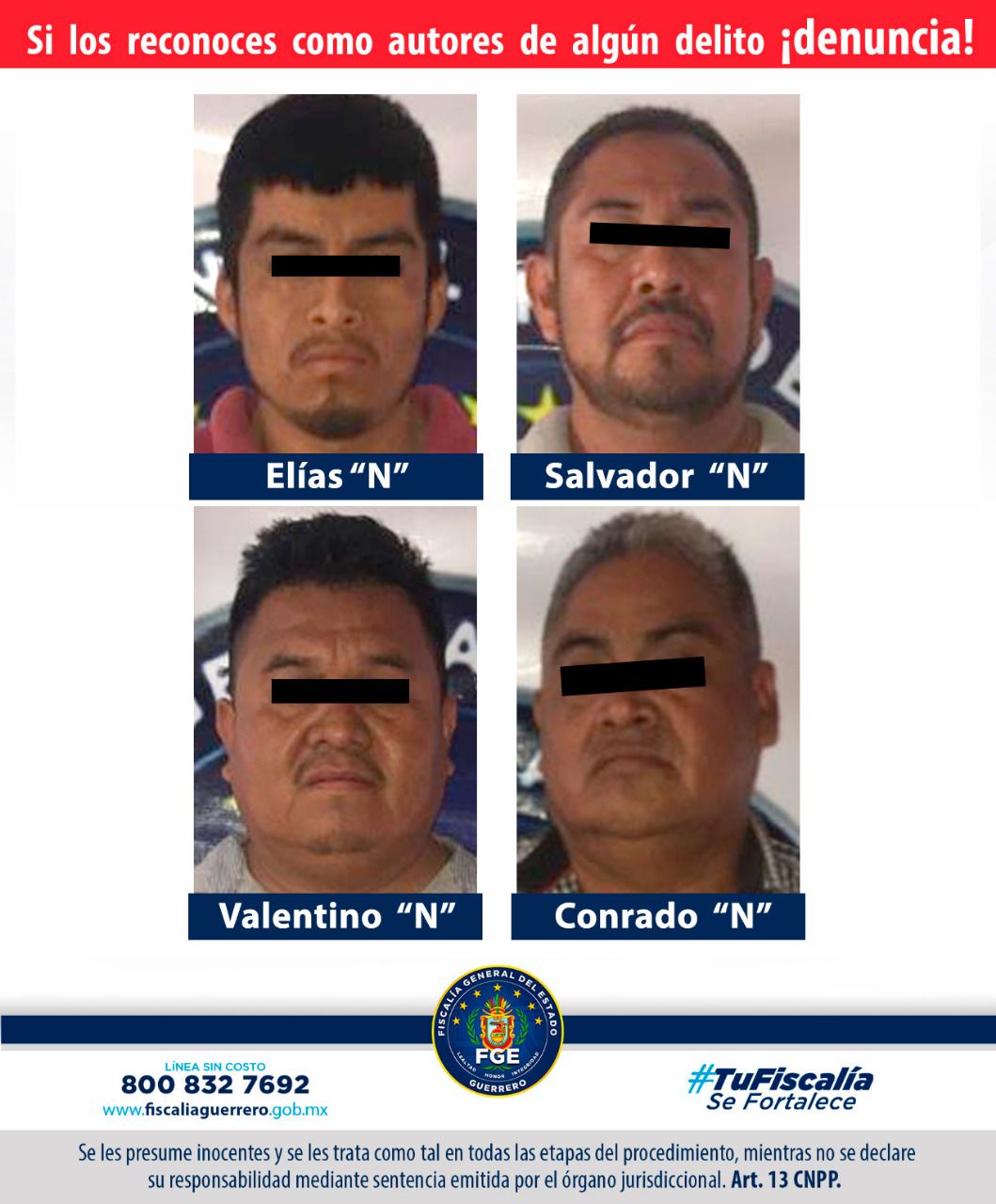 FGE obtiene prisión en contra de cuatro hombres, entre ellos al comisario de Tlaquiltzinapa