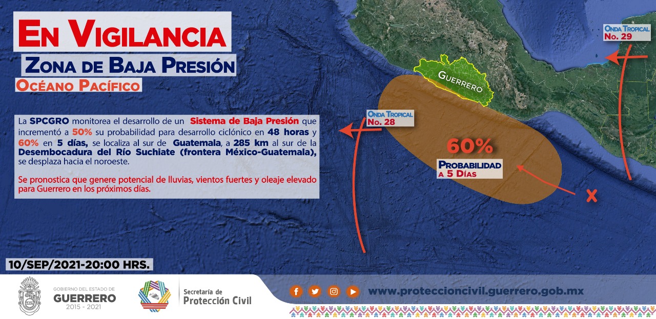 Alerta  a población de Guerrero por formación de ciclón tropical