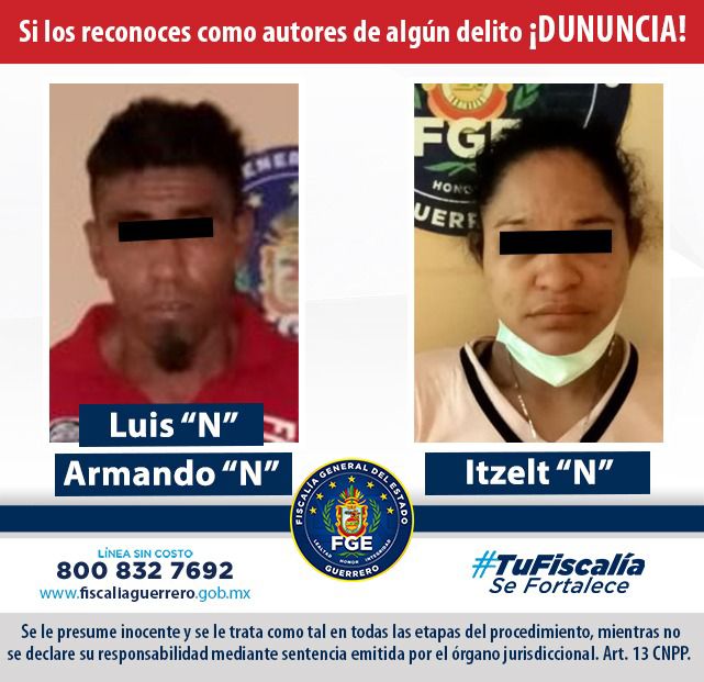 Fiscalía de Guerrero obtiene prisión preventiva en contra de Itzel “N” y Luis Armando “N”, por delito de homicidio calificado y homicidio en razón de parentesco en Acapulco