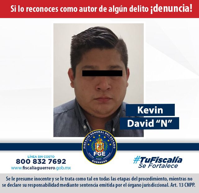 Fiscalía de Guerrero obtiene prisión preventiva en contra de Kevin David “N” por delito de extorsión en Acapulco