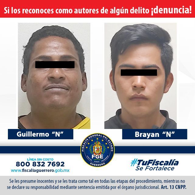 Fiscalía de Guerrero obtiene vinculación a proceso en contra de Guillermo “N” y Brayan “N” por delito de extorsión en Acapulco