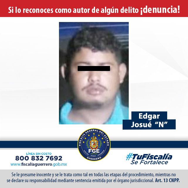 Fiscalía de Guerrero logra en Ometepec la sentencia de 13 años prisión en contra de Édgar Josué “N” por delito de homicidio calificado