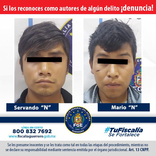 Fiscalía de Guerrero obtiene prisión preventiva en contra de Mario “N” y Servando “N” por delito de homicidio, en José Joaquín en  región Centro