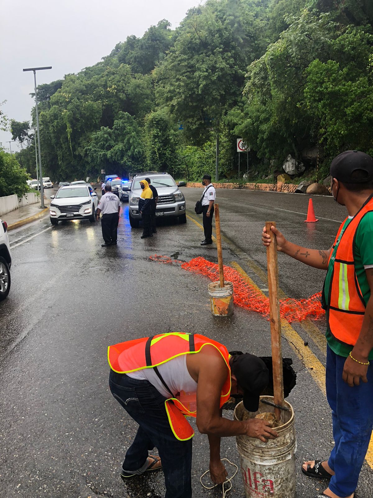 Deja “Rick” socavón, caída de árboles y postes en Acapulco