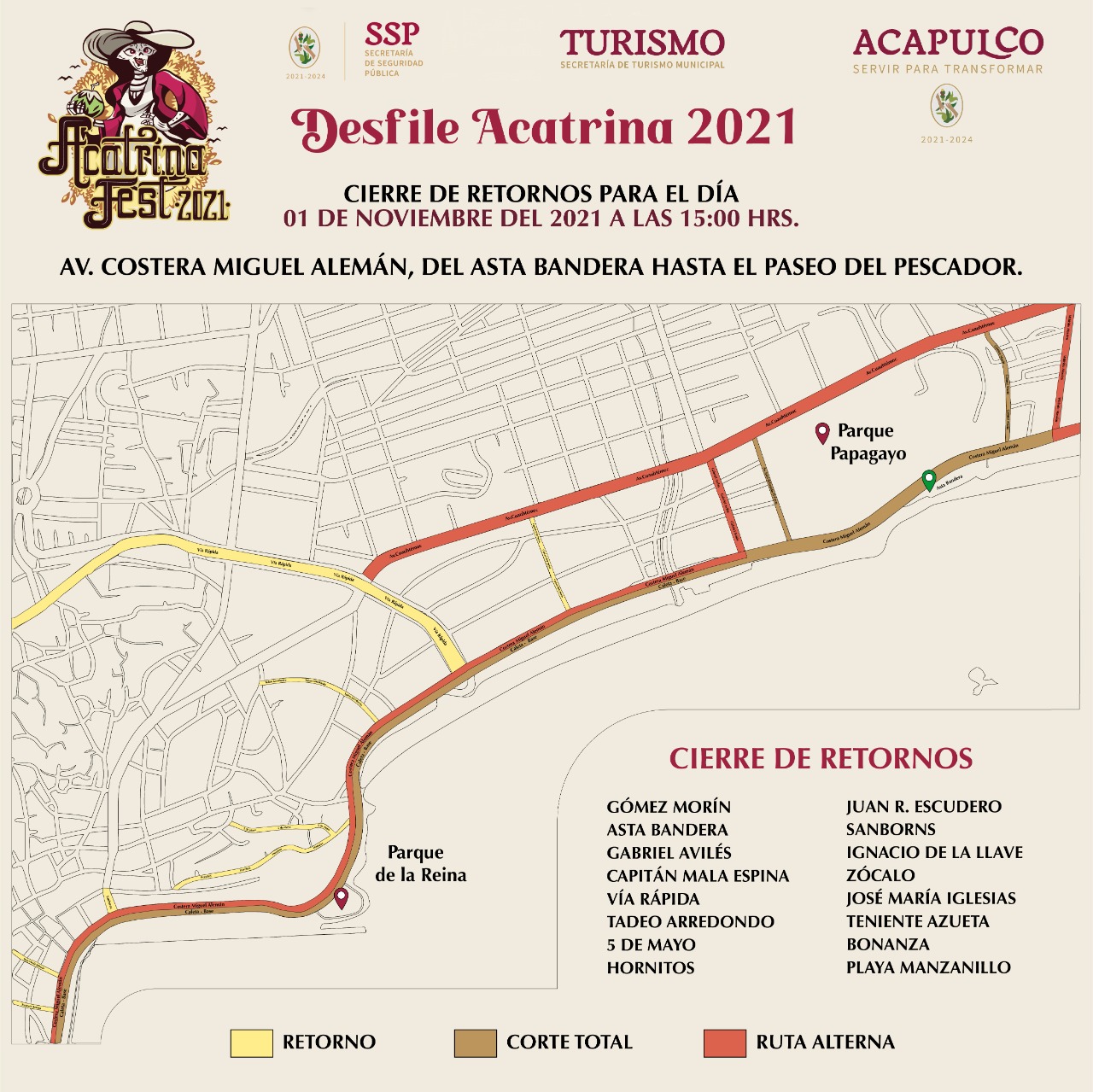 Se cerrará tramo de la Costera para el paso del “Acatrina Fest 2021”