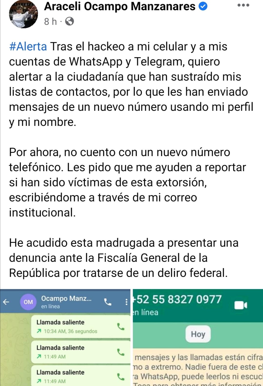 Hackean celular a diputada Federal Araceli Ocampo Manzanares
