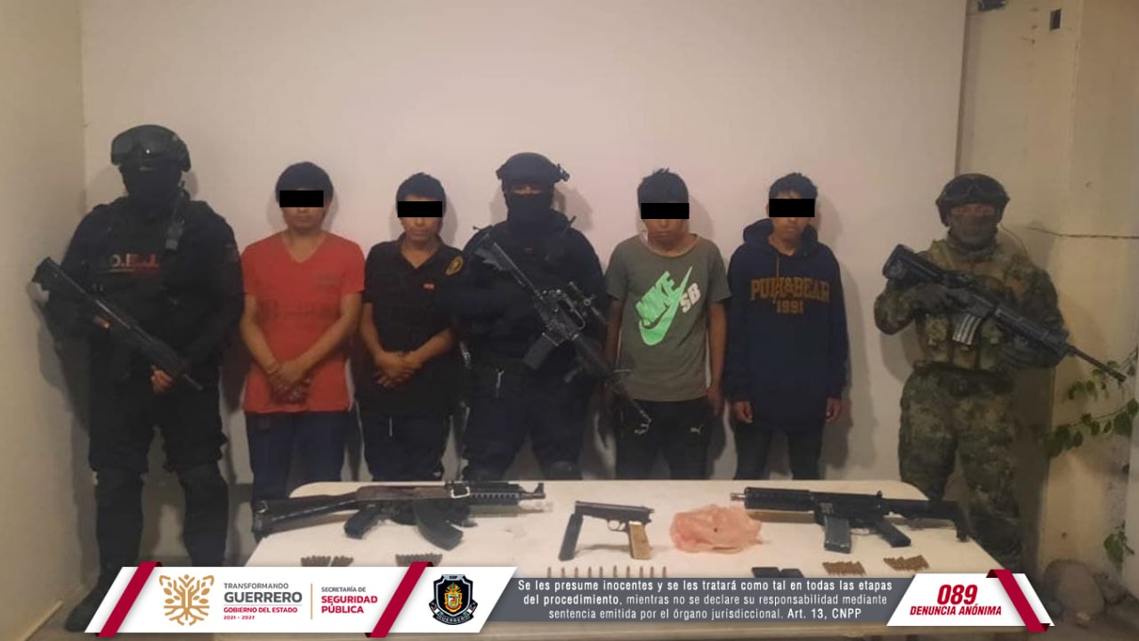 Detienen la Policía Estatal y SEMAR a cuatro personas en el municipio de Huitzuco