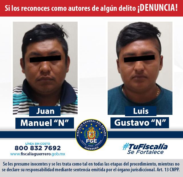 Fiscalía de Guerrero logra sentencia de 8 años de prisión en contra de Juan Manuel “N” y Luis Gustavo “N”, por delito de extorsión a sitio de transporte público