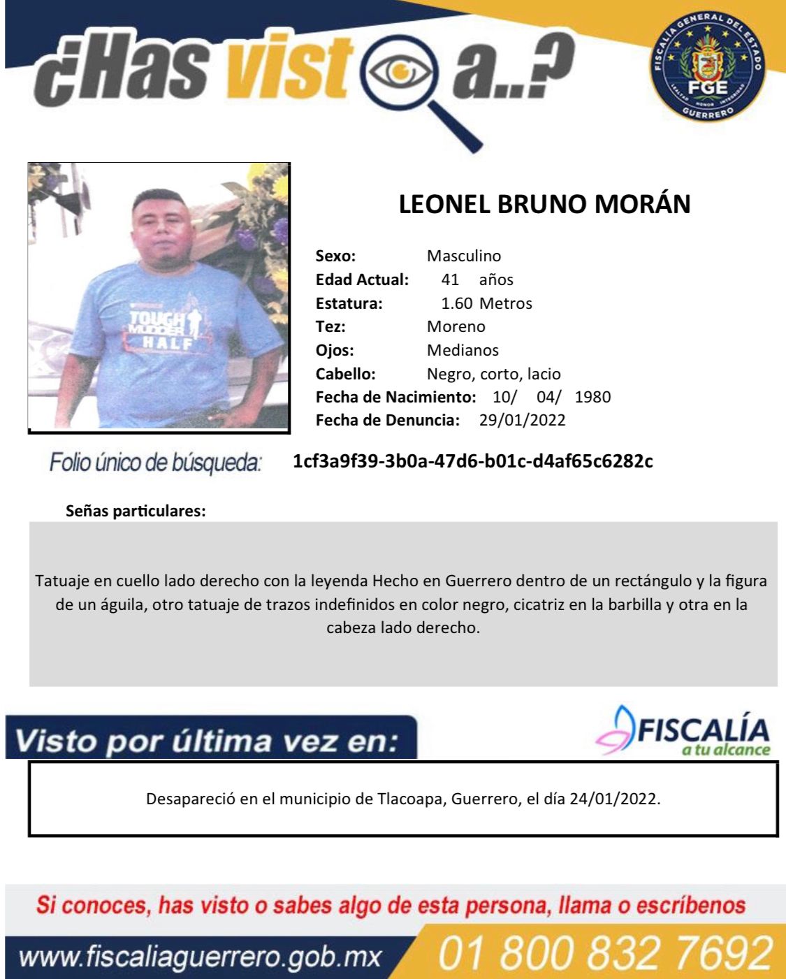 Fiscalía de Guerrero investiga desaparición de tres personas del sexo masculino en Tlacoapa región Montaña