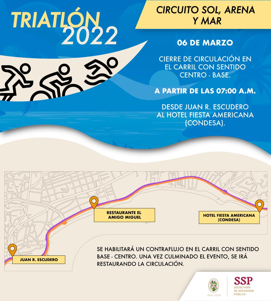 El Triatlón 2022 Circuito Sol, Arena y Mar se realizará en la costera Miguel Alemán