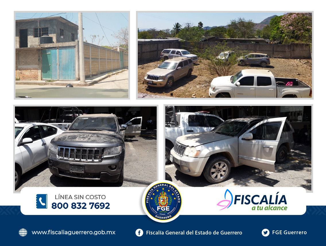 FGE investiga  hallazgo de 6 vehículos robados y blindados en  Chilpancingo
