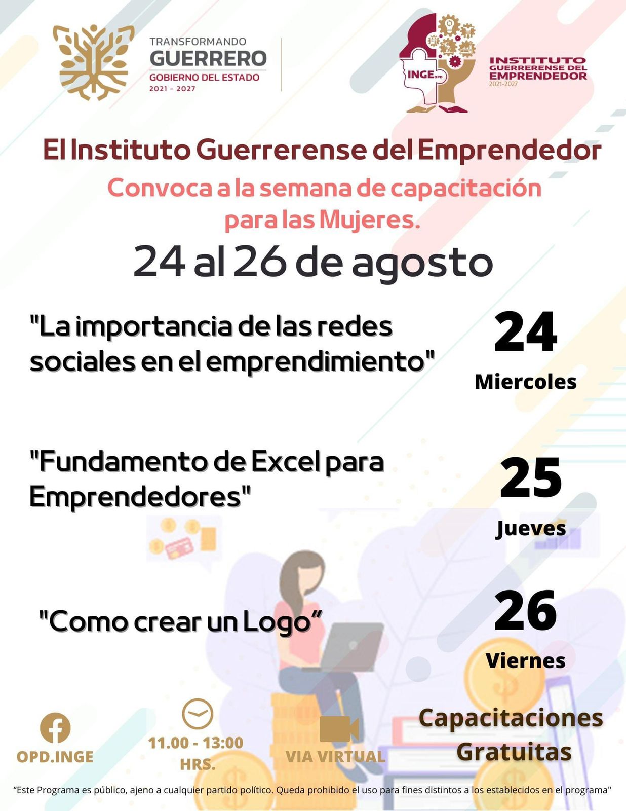 El Instituto Guerrerense del Emprendedor convoca a las mujeres a la semana de capacitaciones