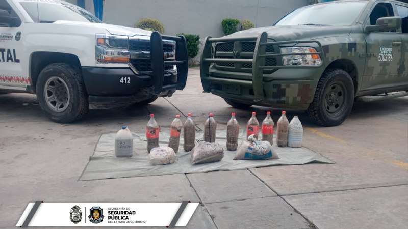 Asegura la Policía Estatal, SEDENA y GN presunta droga en localidad del municipio de Chilpancingo