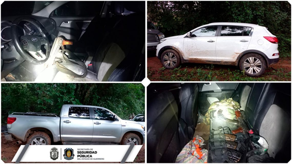 Asegura la Policía Estatal, SEDENA y FGE dos vehículos y armamento en Coyuca de Benítez Asegura la Policía Estatal, SEDENA y FGE dos vehículos y armamento en Coyuca de Benítez