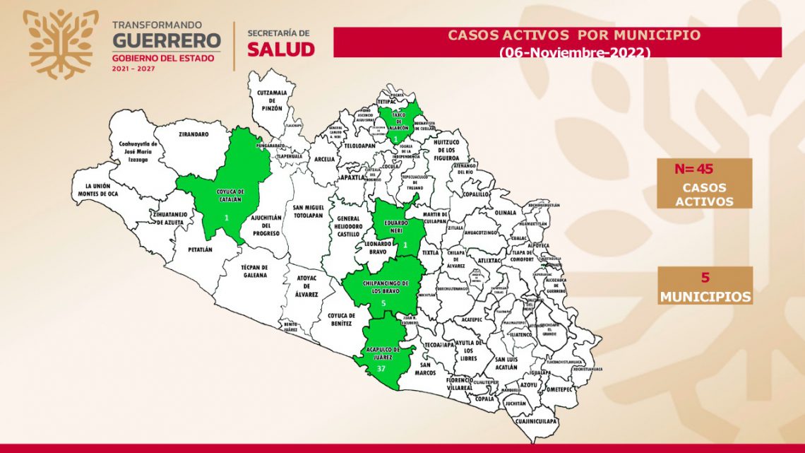 Se registran 45 casos activos de Covid-19, en Guerrero: SSG Se registran 45 casos activos de Covid-19, en Guerrero: SSG