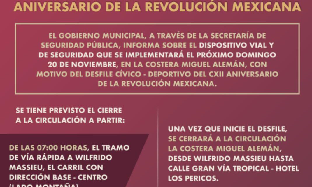 Implementará SSP dispositivo vial y de seguridad por desfile conmemorativo al CXII Aniversario de la Revolución Mexicana