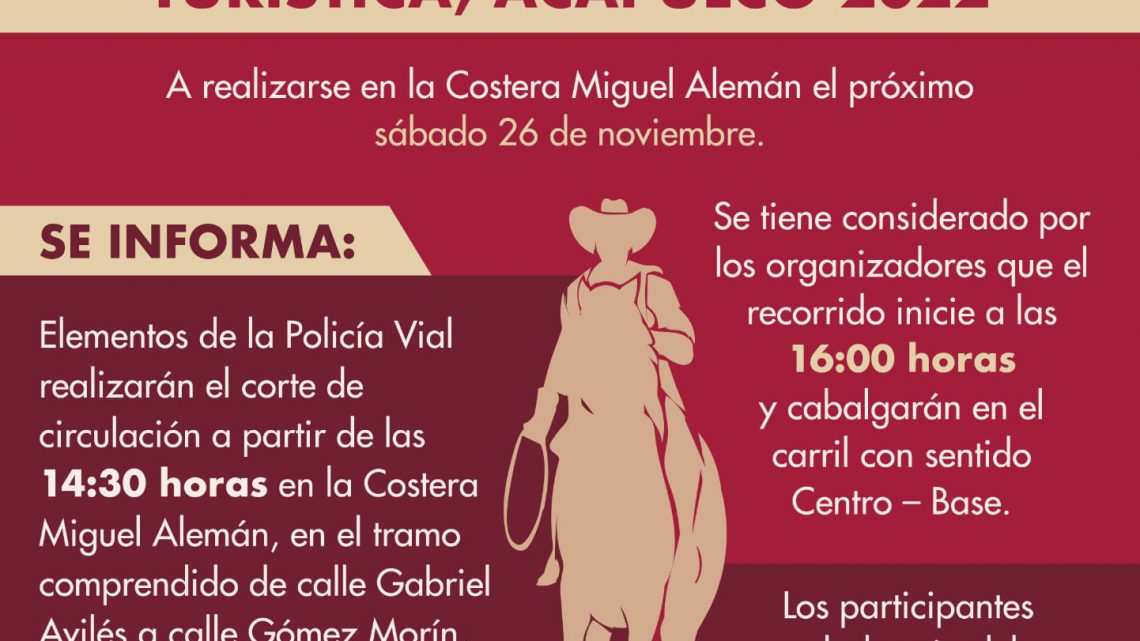 Cabalgata, próximo sábado 26 sobre la costera Miguel Alemán