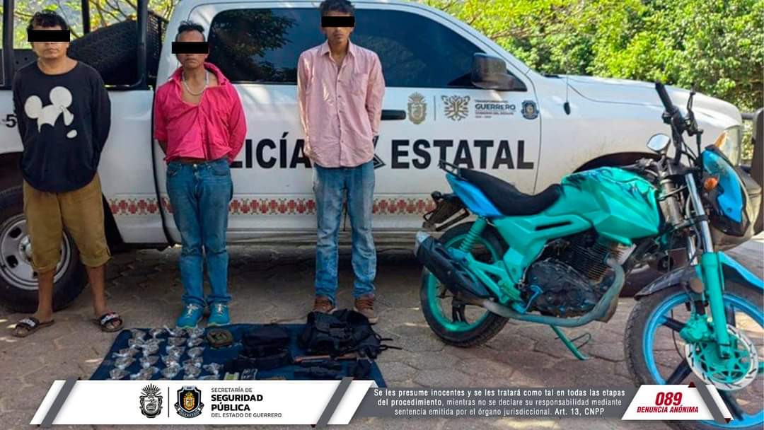 Detiene la Policía Estatal a tres personas con droga en Acapulco