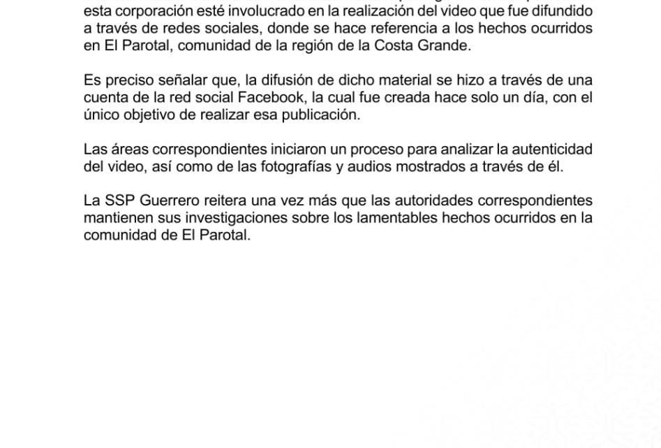 No intervino la Policía Estatal en difusión de vídeo en El Parotal