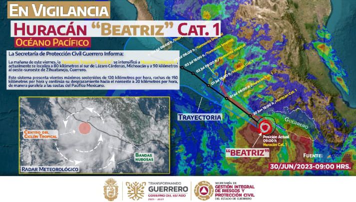 Se formó el Huracán Beatriz categoría uno frente a las costas de Guerrero y Michoacán