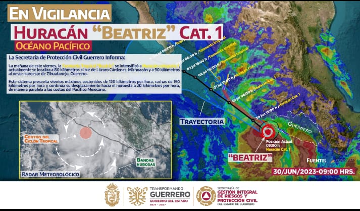 Se formó el Huracán Beatriz categoría uno frente a las costas de Guerrero y Michoacán