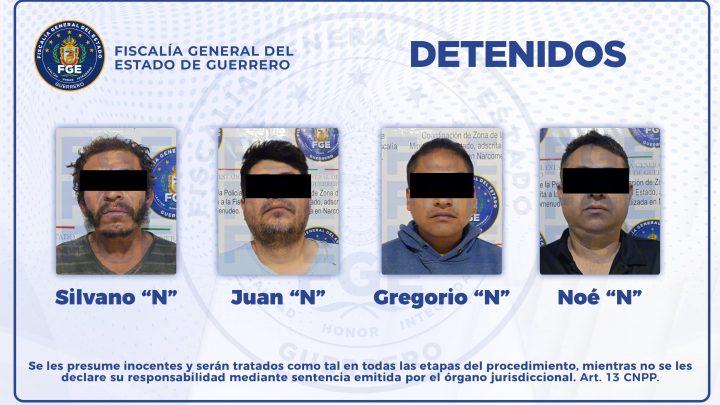 Tras cateo contra narcomenudeo, FGE detiene a cuatro hombres en Chilpancingo