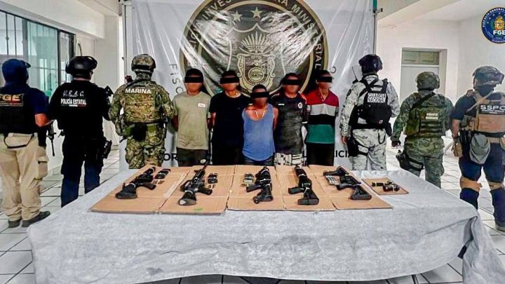 FGEGuerrero y Fuerzas de Seguridad Federal y Estatal detienen a 6 personas y aseguran 10 armas en operativo en Acapulco