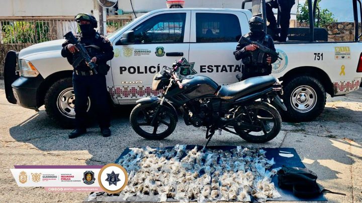 FGEGuerrero detiene en flagrancia a un hombre con arma de fuego y droga en San Marcos